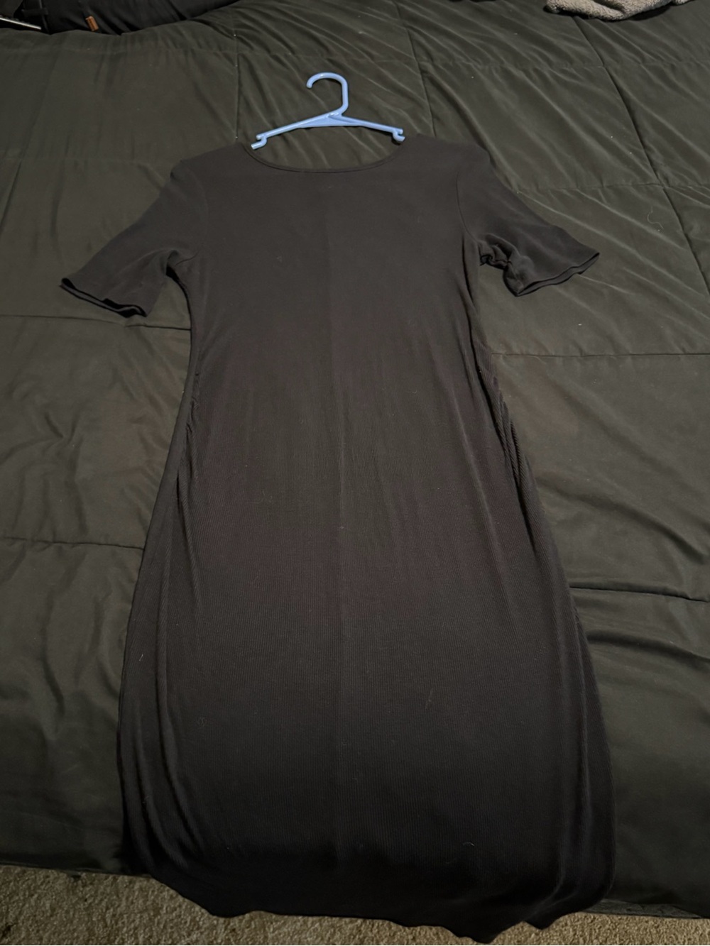 Old Navy Black Short-Sleeve Midi Dress